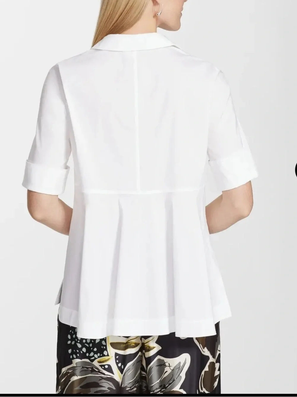 LAFAYETTE 148 NEW YORK White Stretch Cotton Peplum Shirt Size Medium NWT - Picture 3 of 9